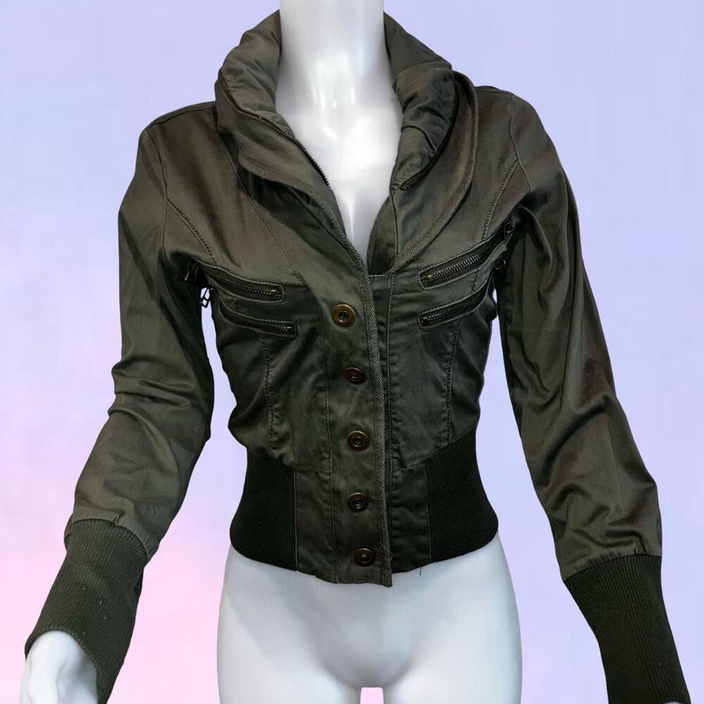 Vintage 90s y2k green khaki jacket